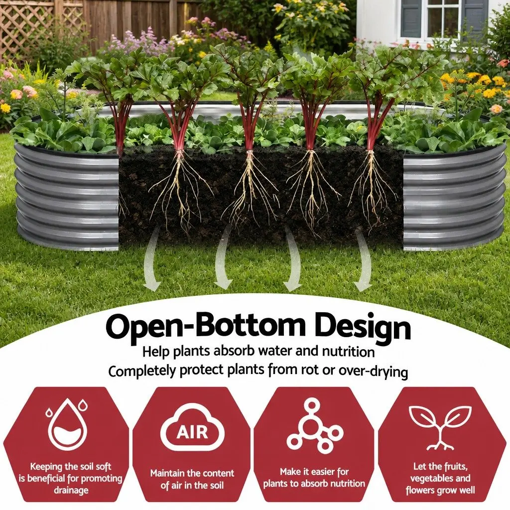 Raised Garden Bed Kit Galvanized Steel 240x80x42cm Aluminium Grey