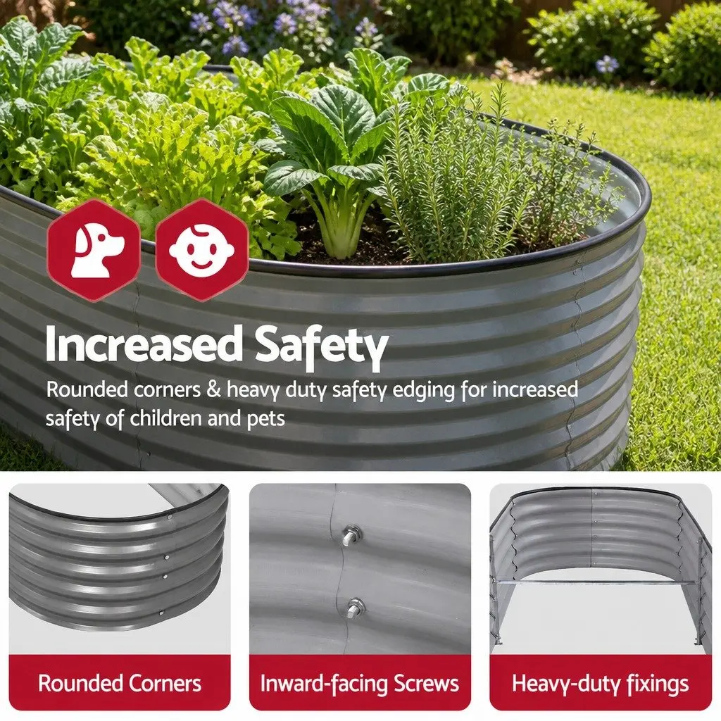 Raised Garden Bed Kit Galvanized Steel 240x80x42cm Aluminium Grey