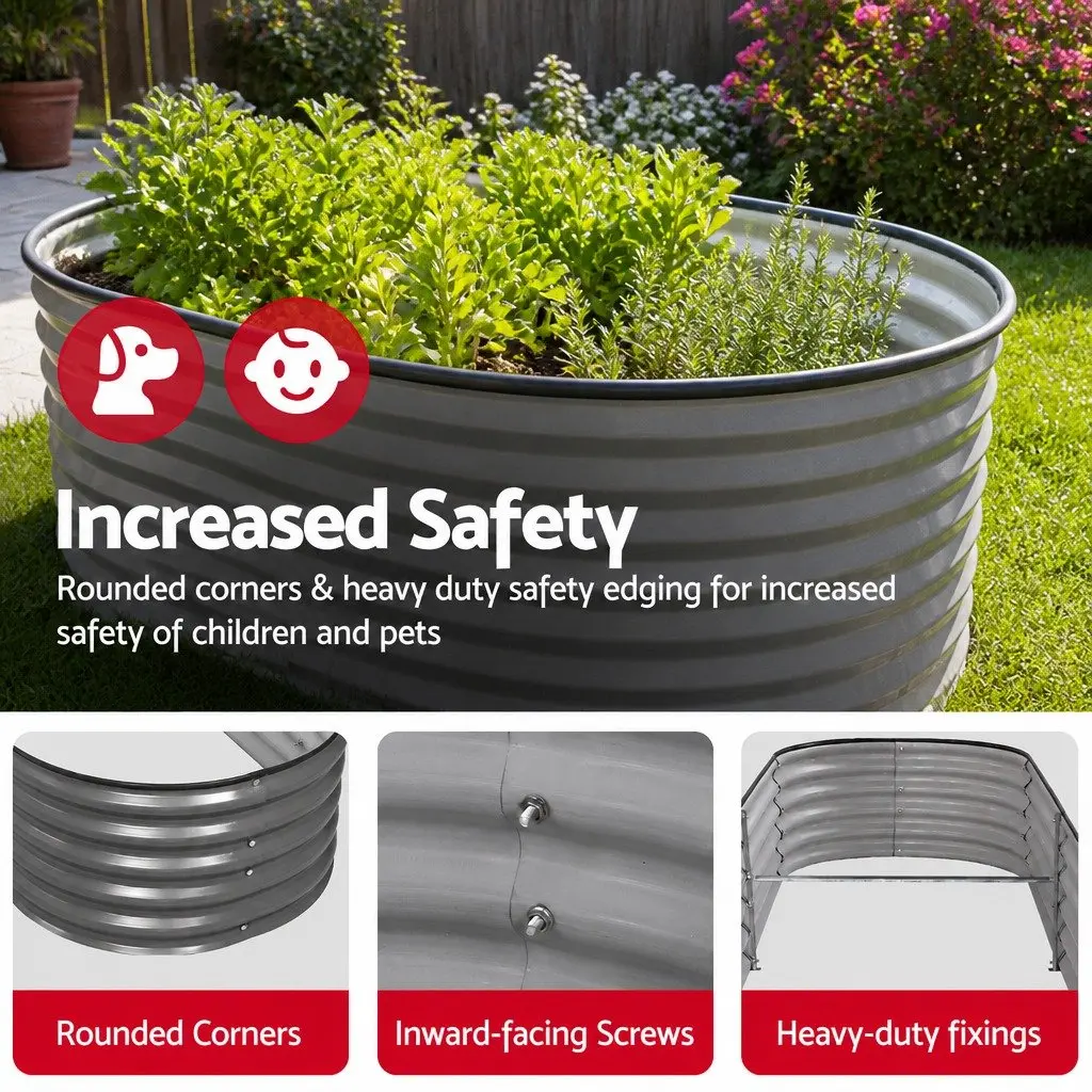 Raised Garden Bed Kit Galvanized Steel 240x80x42cm Aluminium Grey