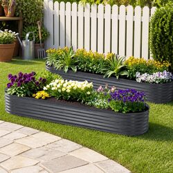 Durable Galvanised Steel Raised Garden Bed 320x80x42cm