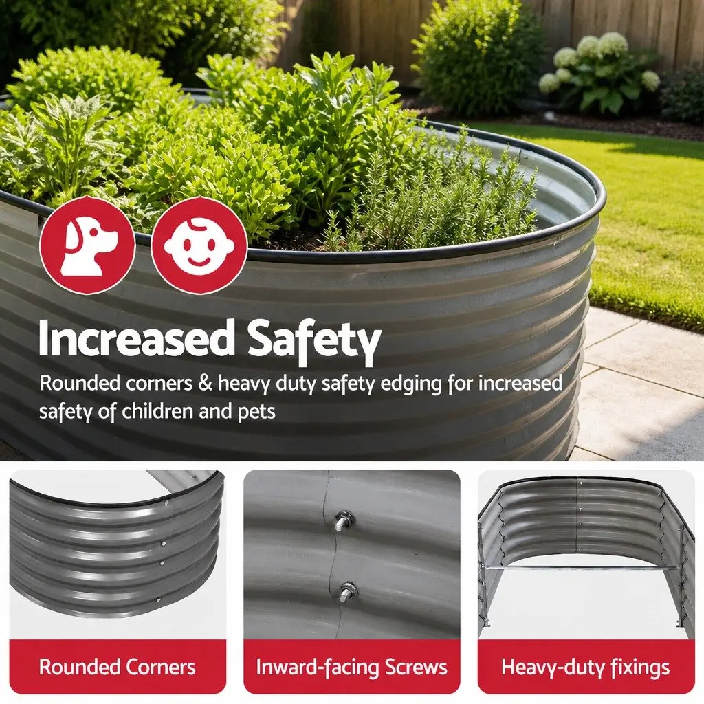 Raised Garden Bed Kit Galvanized Steel 320x80x42cm Aluminium Grey