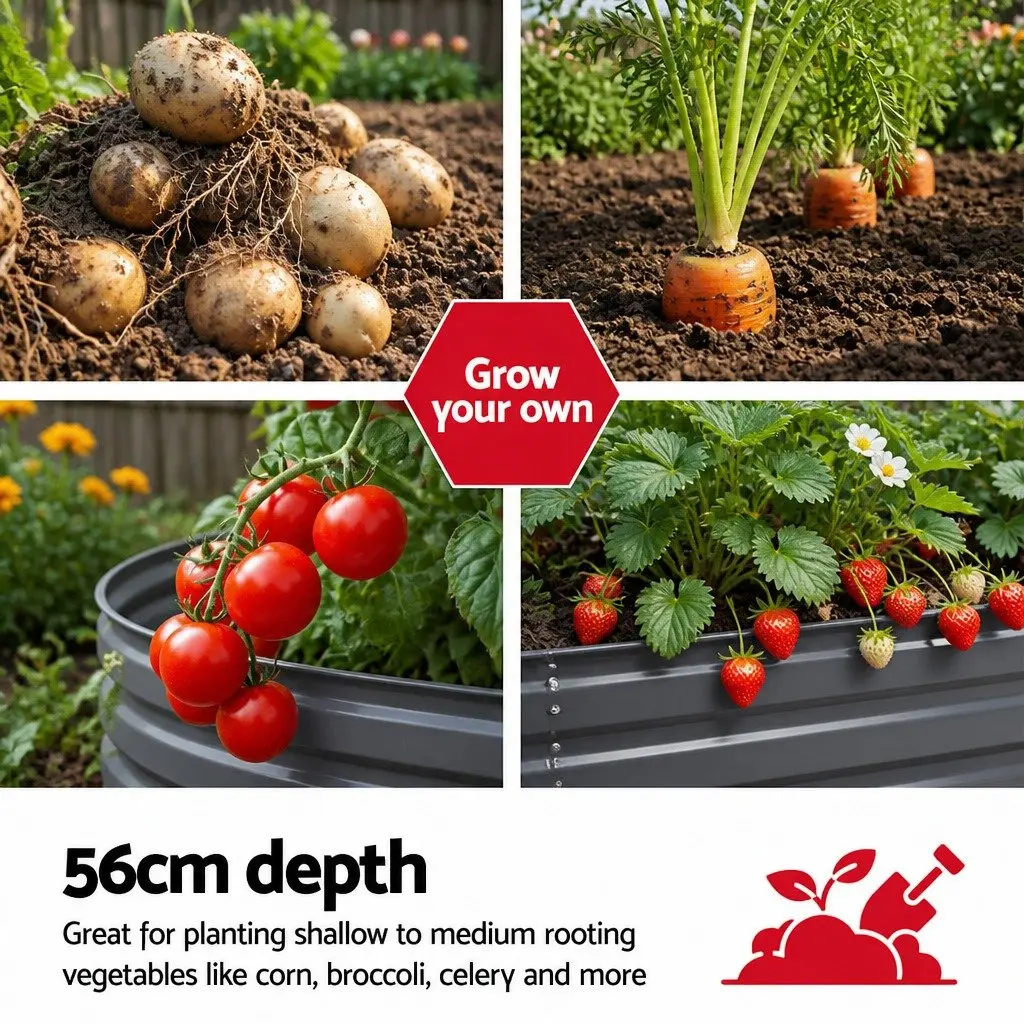 Raised Garden Bed Galvanised Steel 320x80x56cm Grey