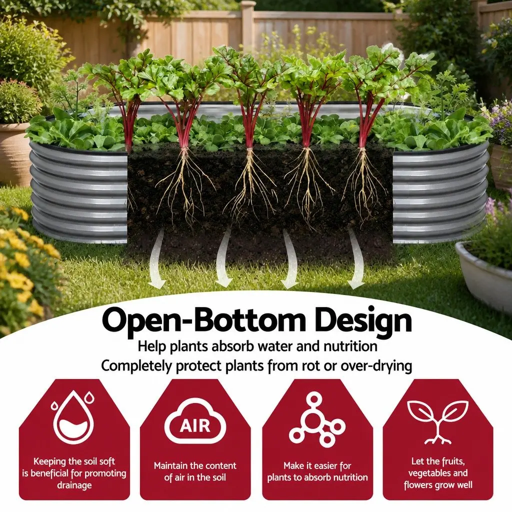 Raised Garden Bed Kit Galvanized Steel 320x80x56cm Aluminium Grey
