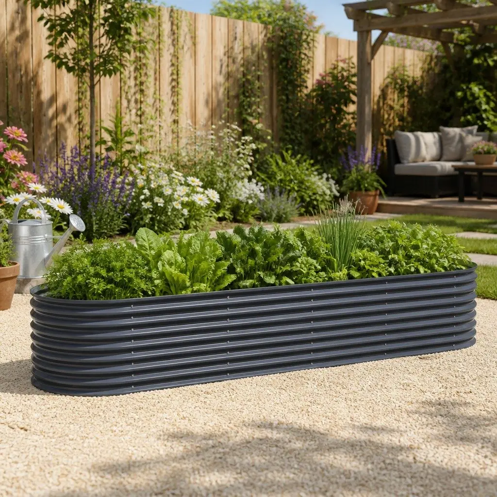 Raised Garden Bed 320x80x56cm Oval Planter Box Vegetables Flowers Herbs Growing
