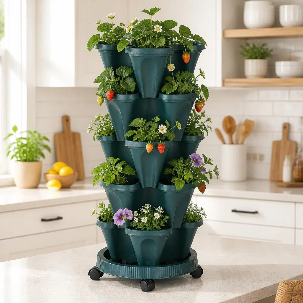 5 Tier Stackable Planter for Strawberries & Herbs