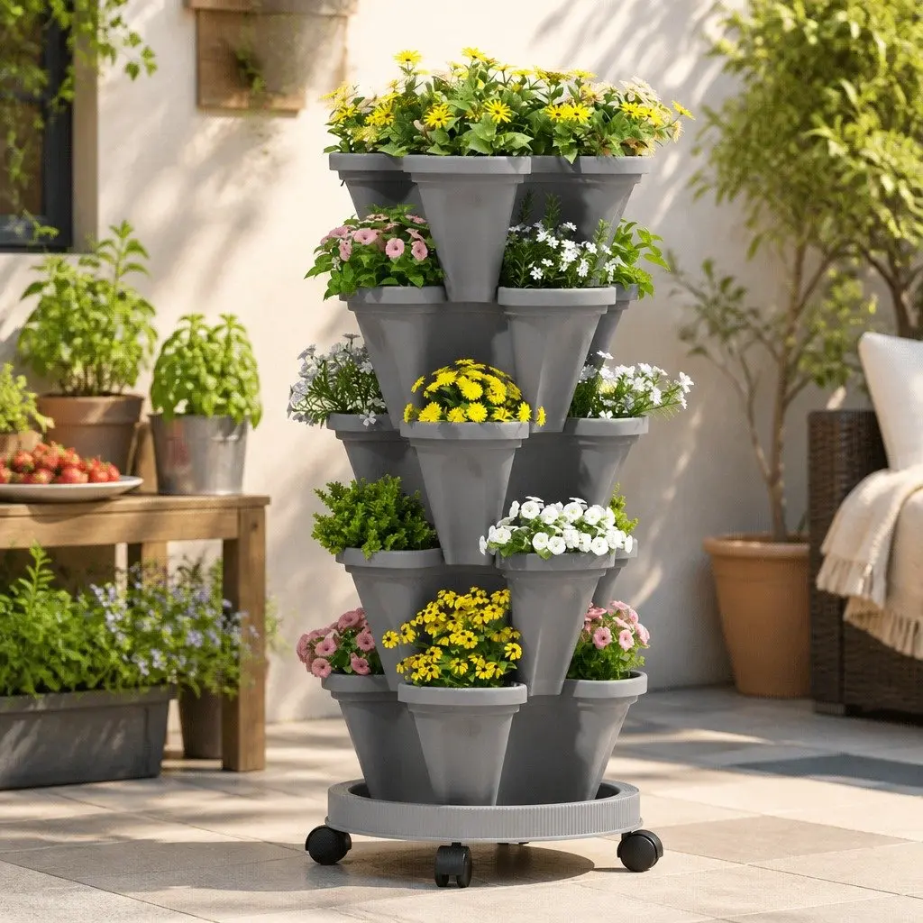 5-Tier Stackable Planter for Indoor & Outdoor Use