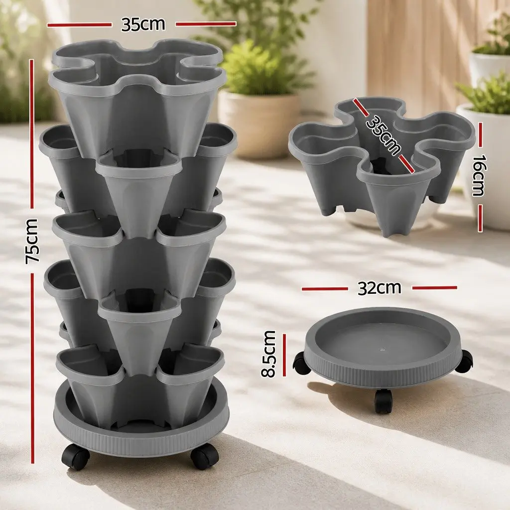 5-Tier Stackable Planter for Indoor & Outdoor Use
