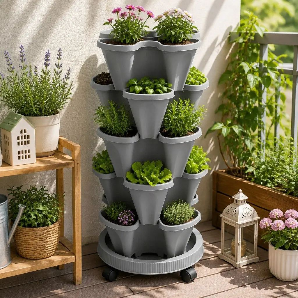 5-Tier Stackable Planter for Indoor & Outdoor Use