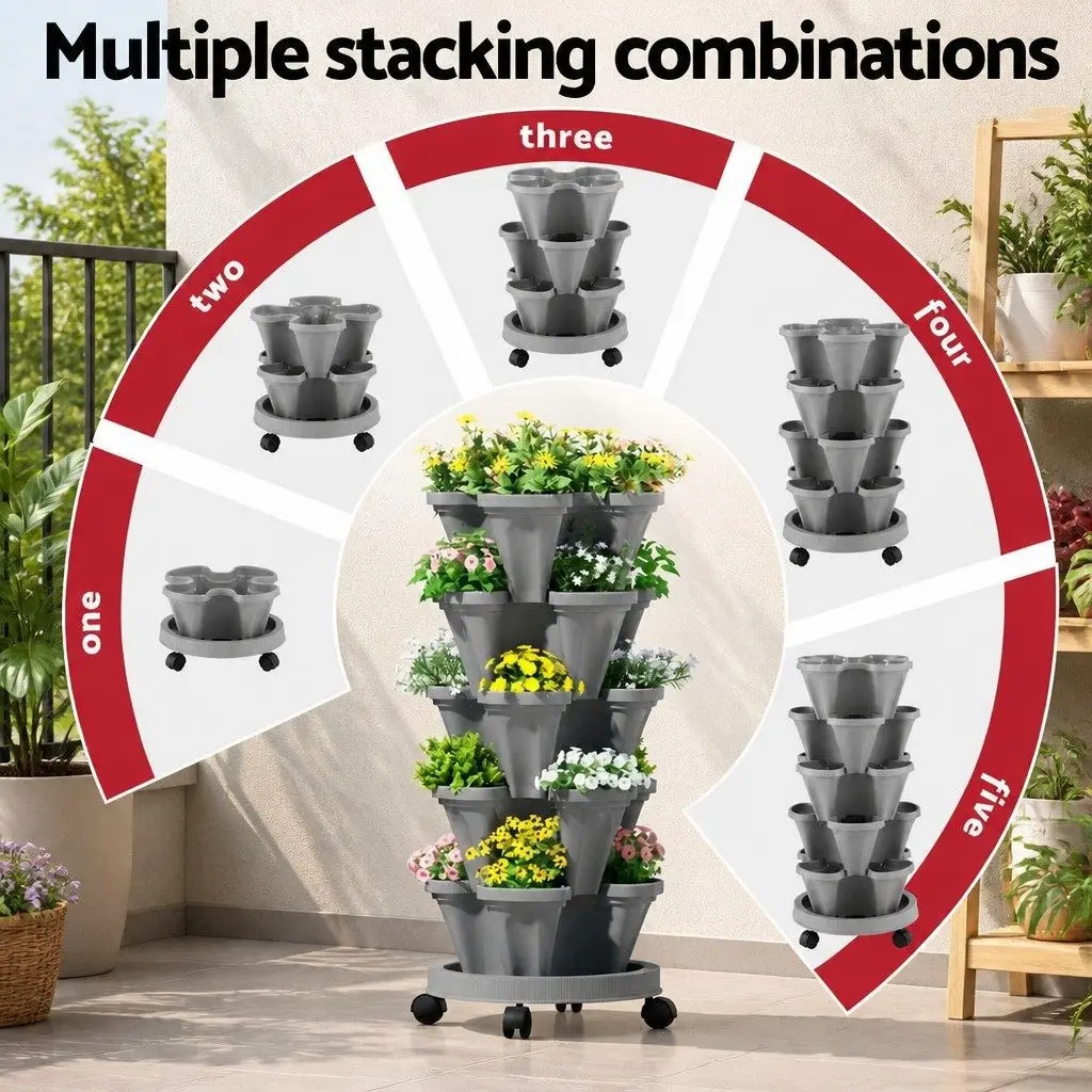 5-Tier Stackable Planter for Indoor & Outdoor Use