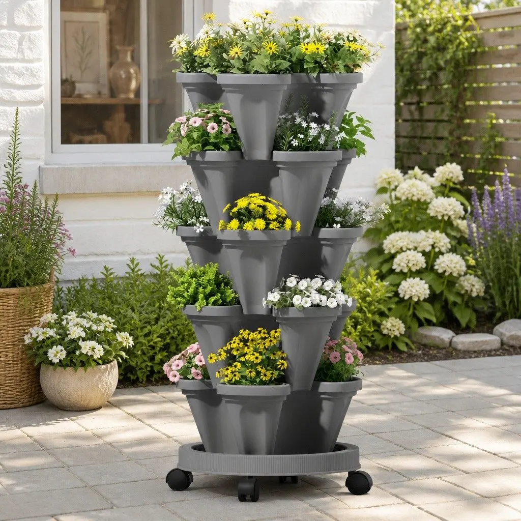 5-Tier Stackable Planter for Indoor & Outdoor Use