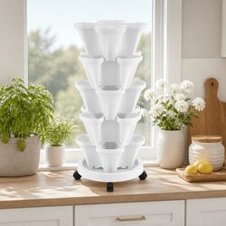 5 Tier Stackable Strawberry Planter Garden Bed Vertical Herbs Flowers Indoor