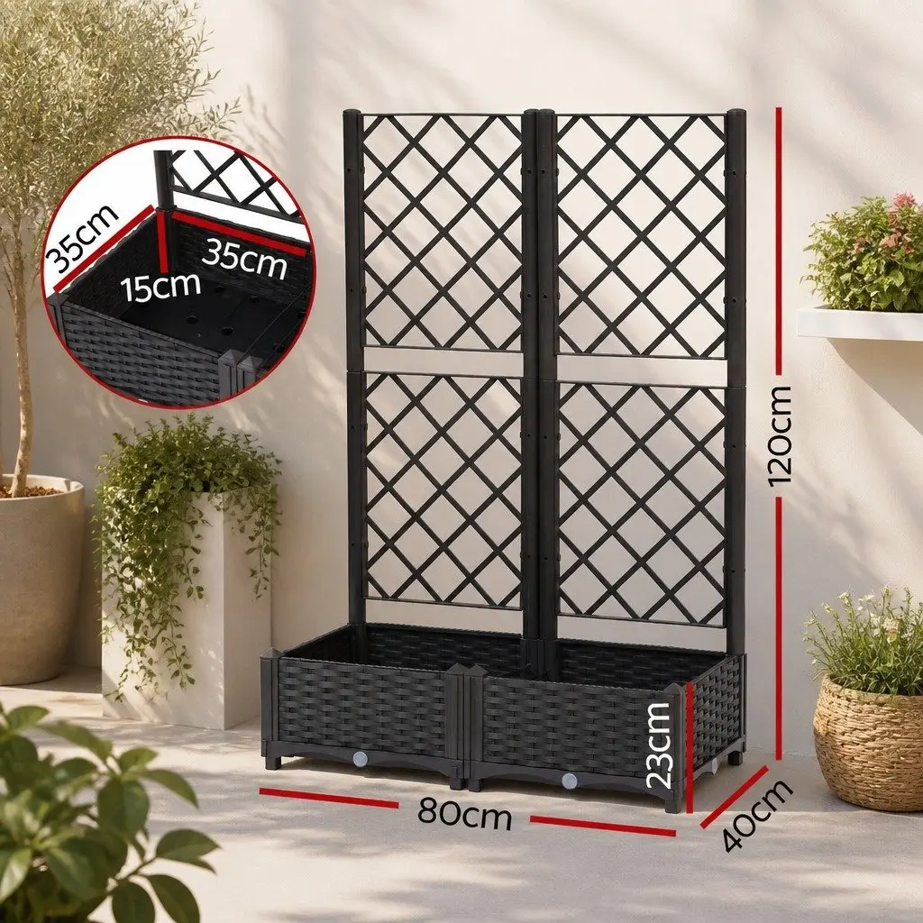Garden Bed PP 80cm x 40cm x 122cm Brown Self Watering Vertical Planter