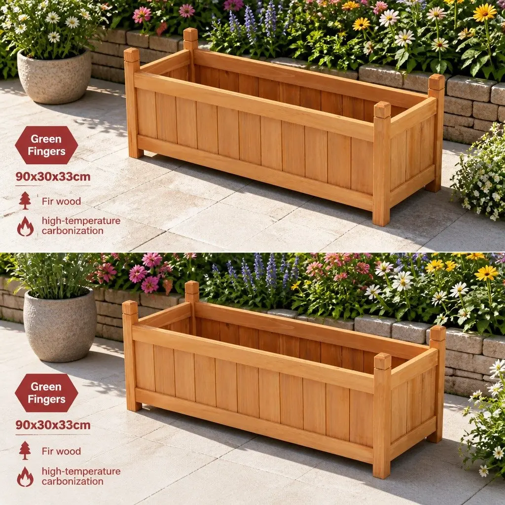 Wooden Raised Garden Bed 90x30x33cm