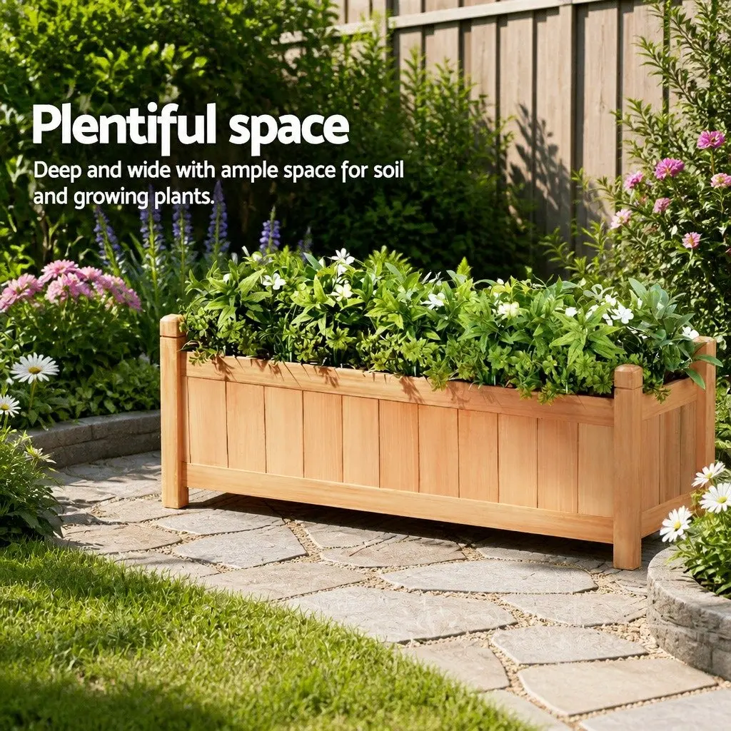 Wooden Raised Garden Bed 90x30x33cm for Outdoor Use