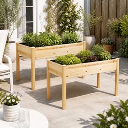 Wooden Planter Box Raised Garden Bed 2x for Outdoor Use