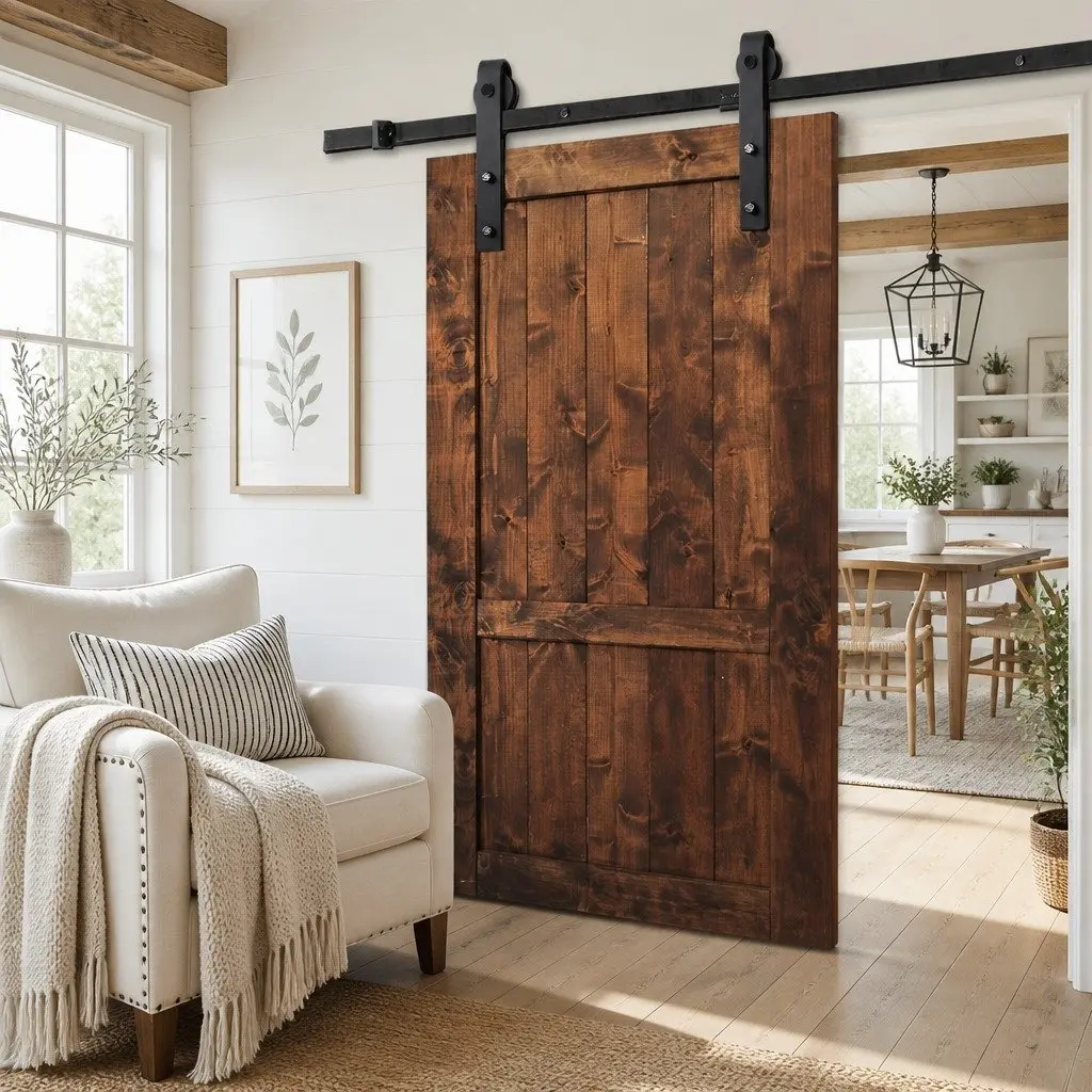Black Steel Sliding Barn Door Track Set 1.83m