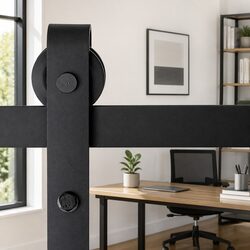 Durable 3.66m Black Steel Sliding Barn Door Hardware