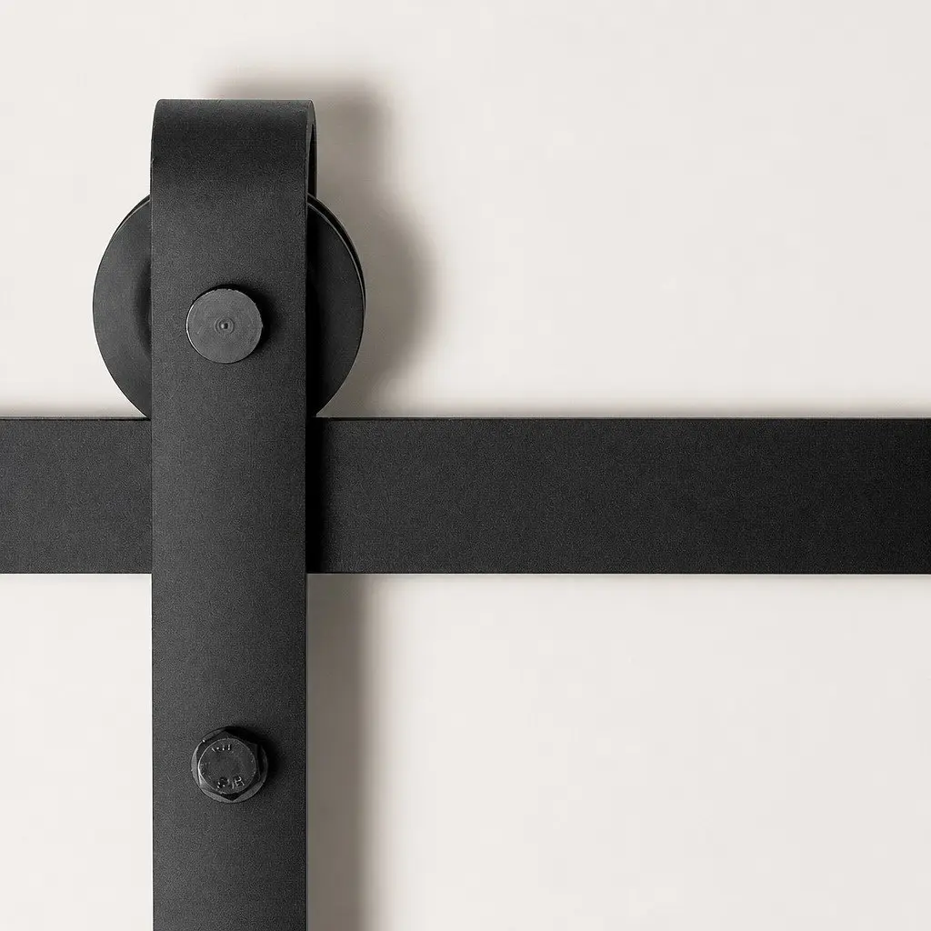 Black Steel 4M Sliding Barn Door Track Set with Hardware