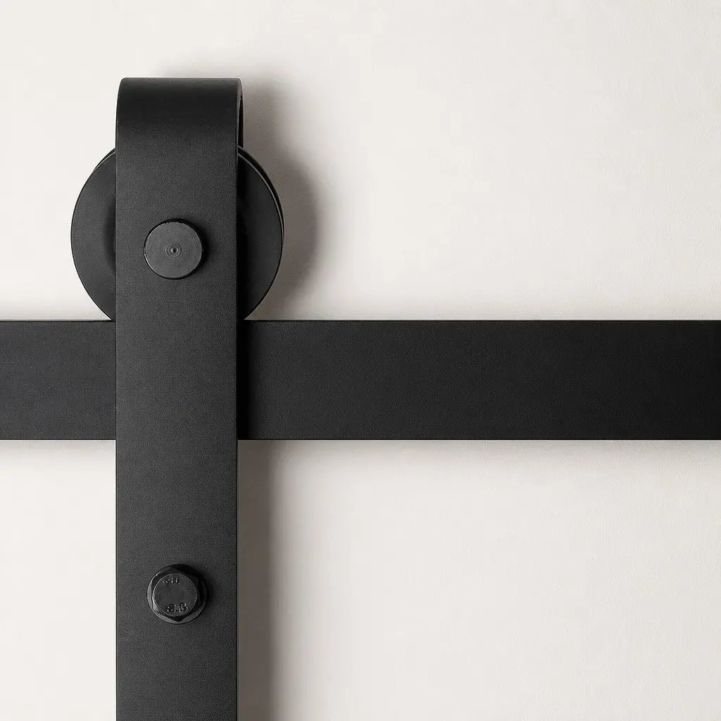 Black Steel Sliding Barn Door Hardware Track Set 2m