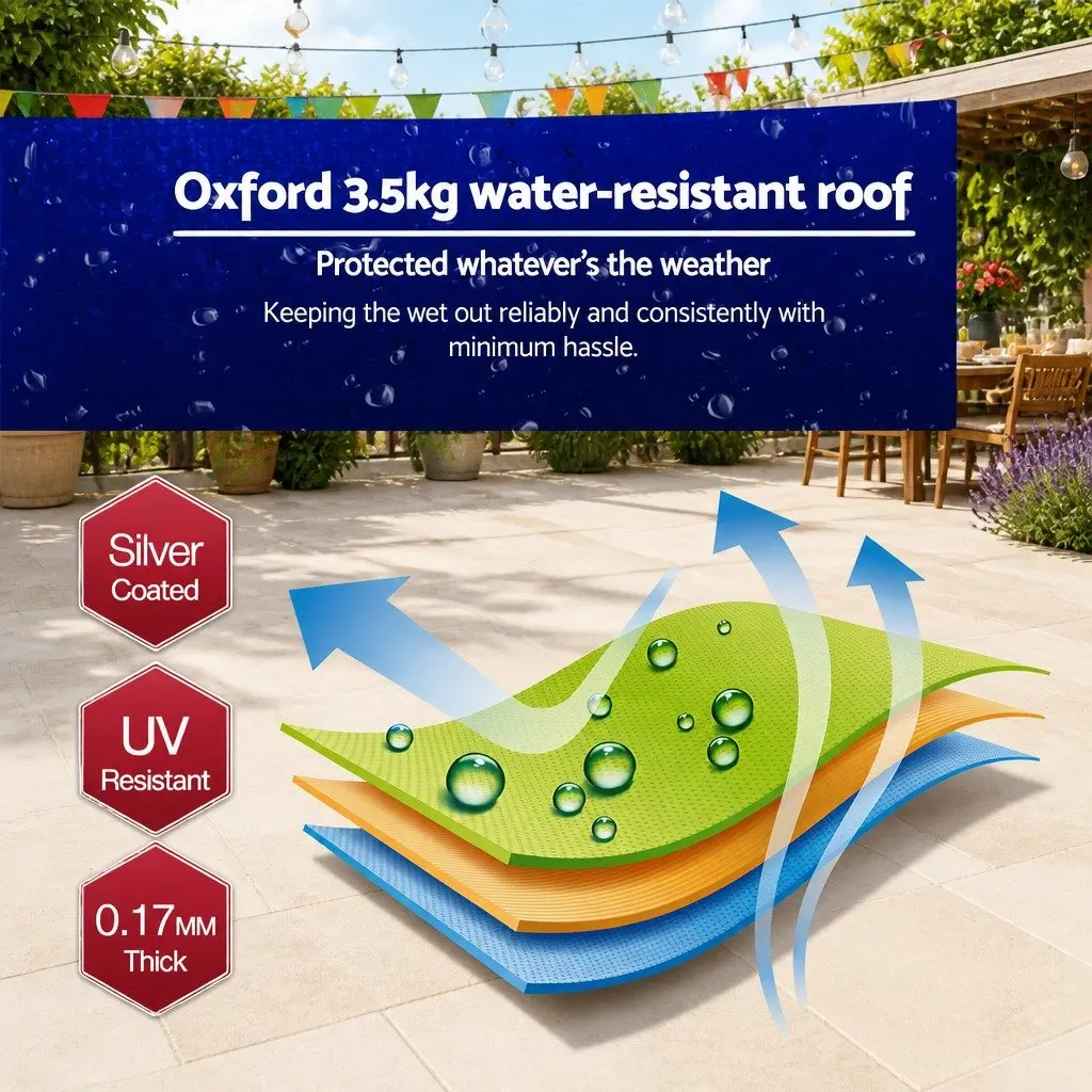 Pop Up Gazebo Oxford Fabric 3x3m Blue Folding Tent Canopy