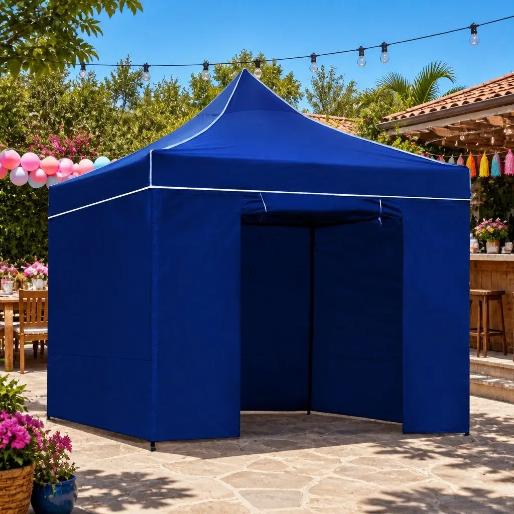 Pop Up Gazebo Oxford Fabric 3x3m Blue Folding Tent Canopy
