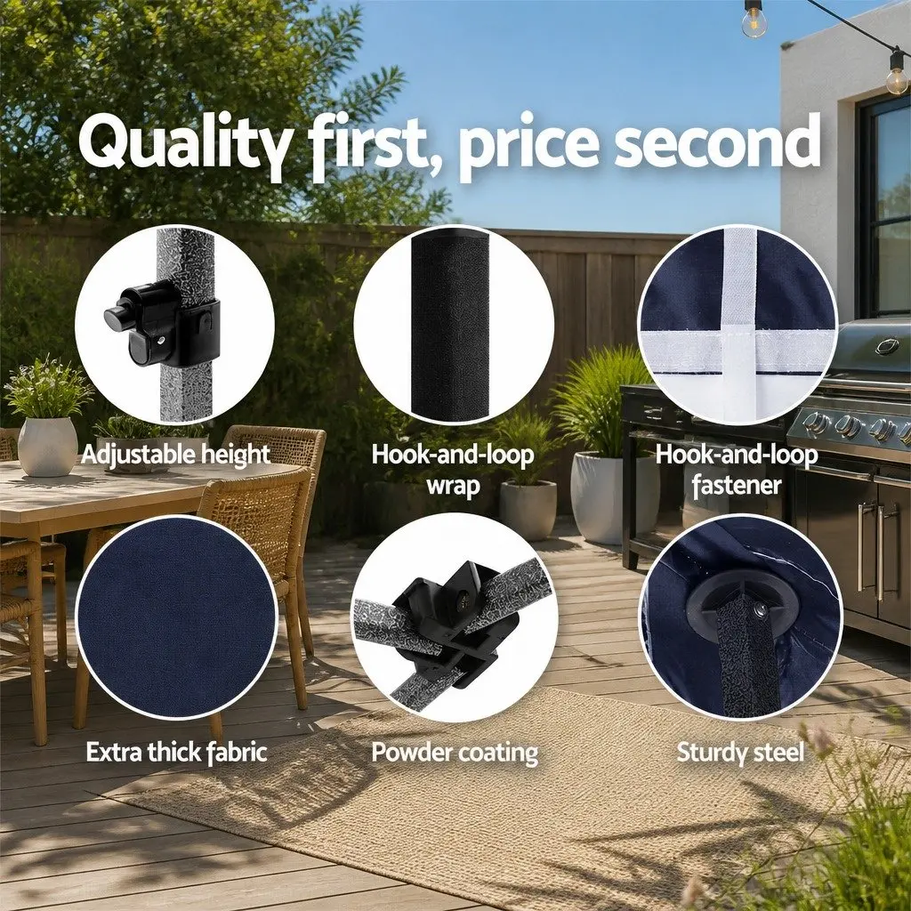 Pop Up Gazebo Canopy 3x6m Steel Black Outdoor Folding Tent