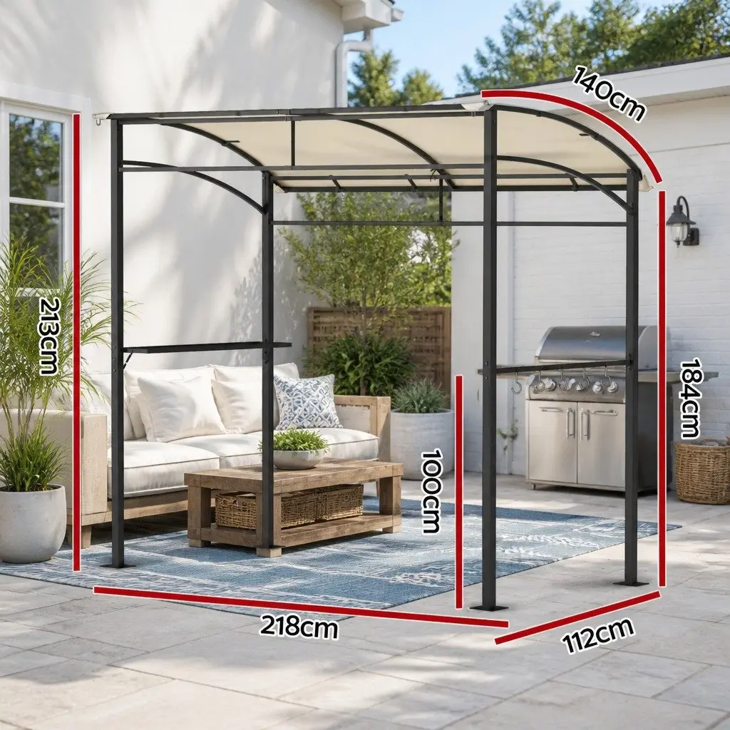 Gazebo Powder-coated Steel 218cm x 112cm x 213cm Sand