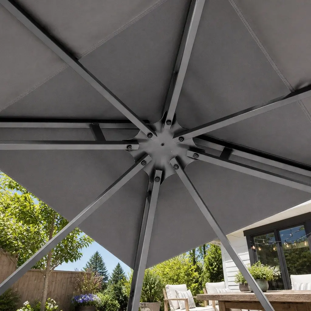 Gazebo Steel 3x3m Grey Outdoor Canopy Tent Garden Wedding Party Event Shade