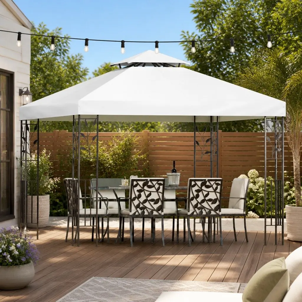 Iron Art Gazebo 3x3m Wedding Party Tent White