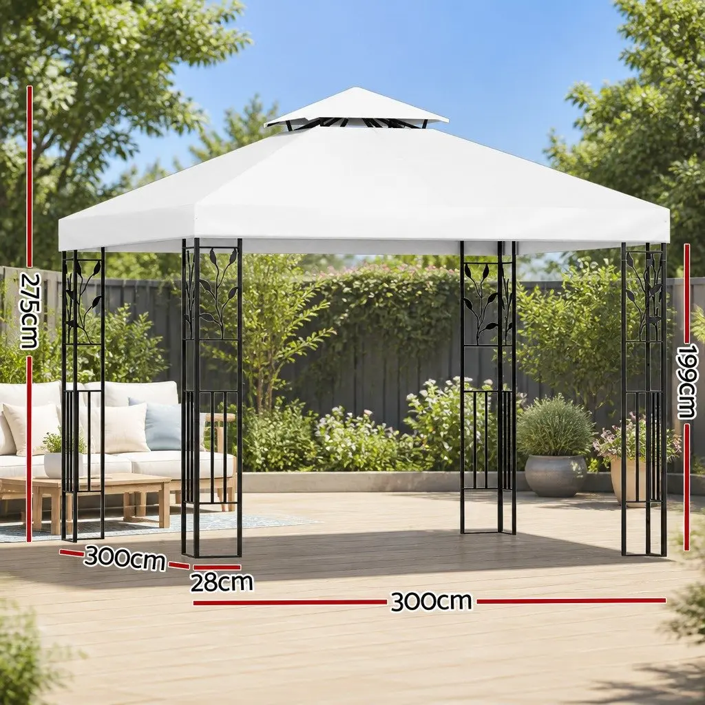 Iron Art Gazebo 3x3m Wedding Party Tent White