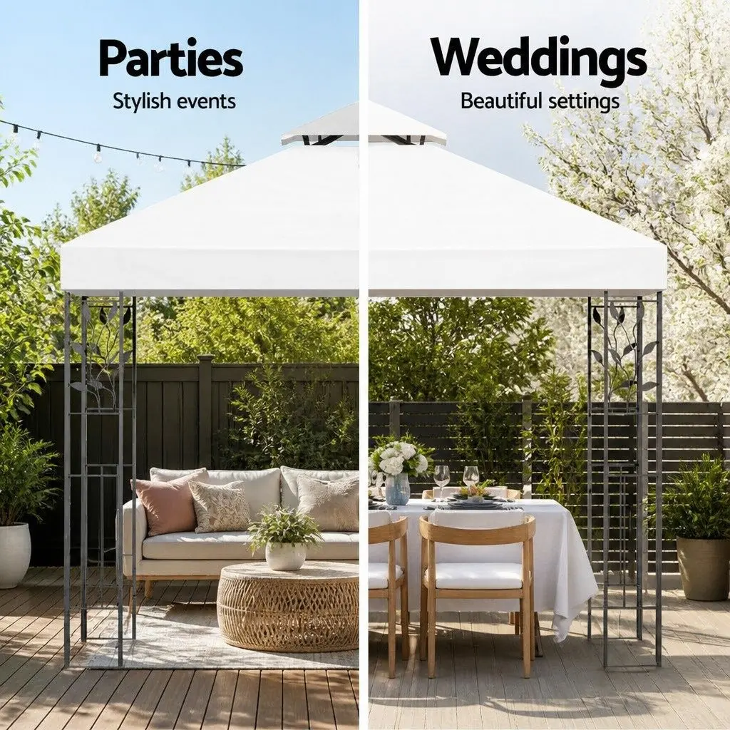 Iron Art Gazebo 3x3m Wedding Party Tent White