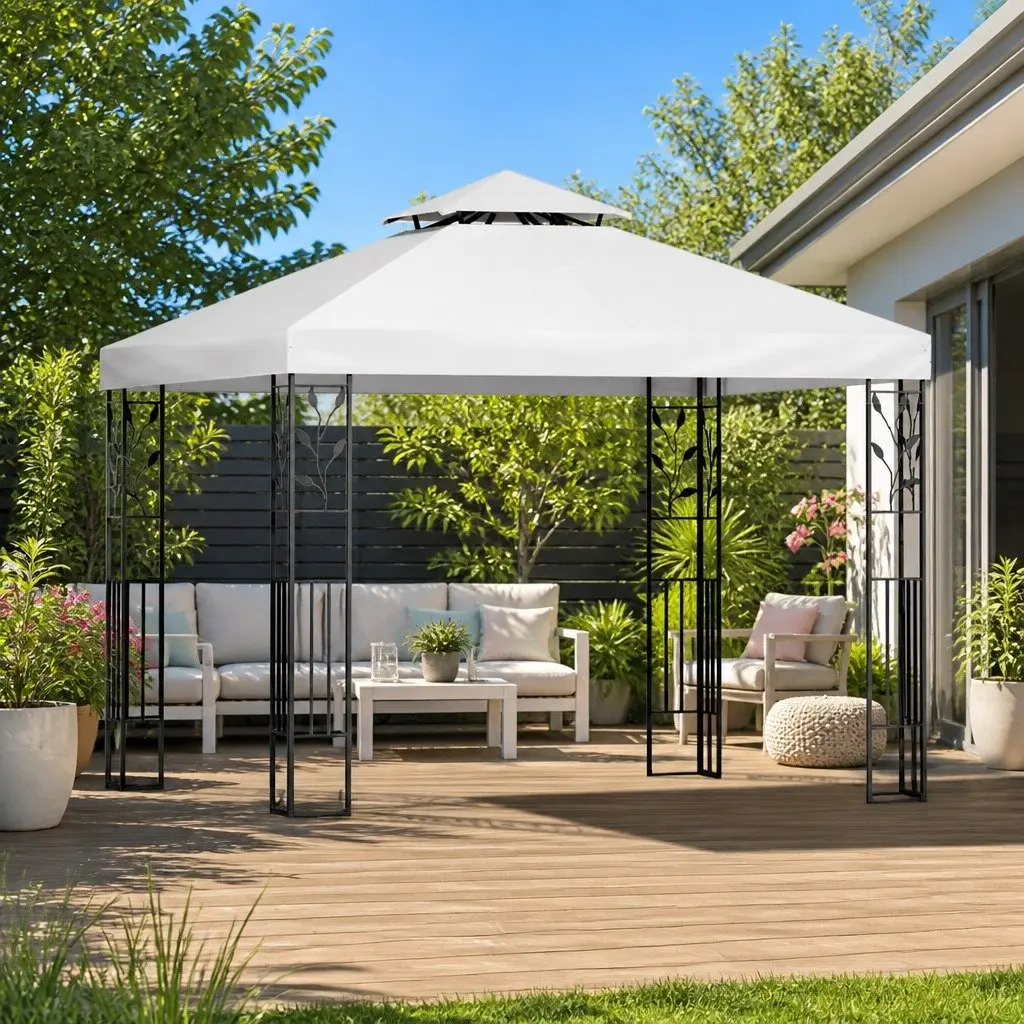 Iron Art Gazebo 3x3m Wedding Party Tent White