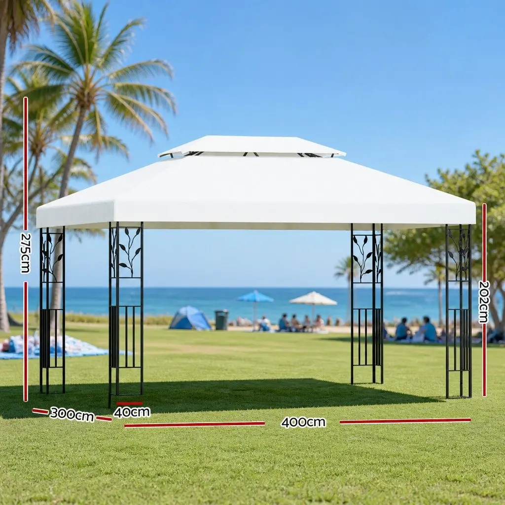 Gazebo Iron Art 4x3m Outdoor Canopy White