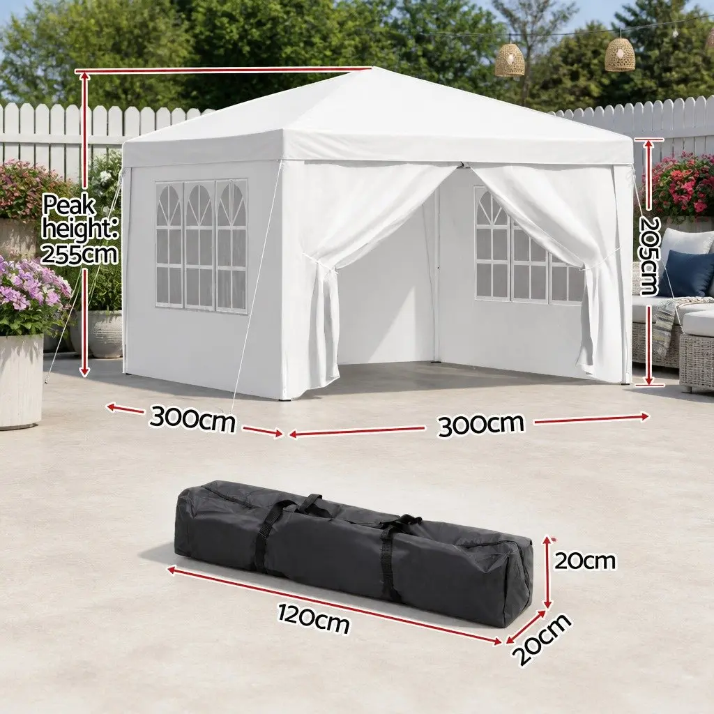 Pop Up Gazebo Powder-coated Steel 3x3m White