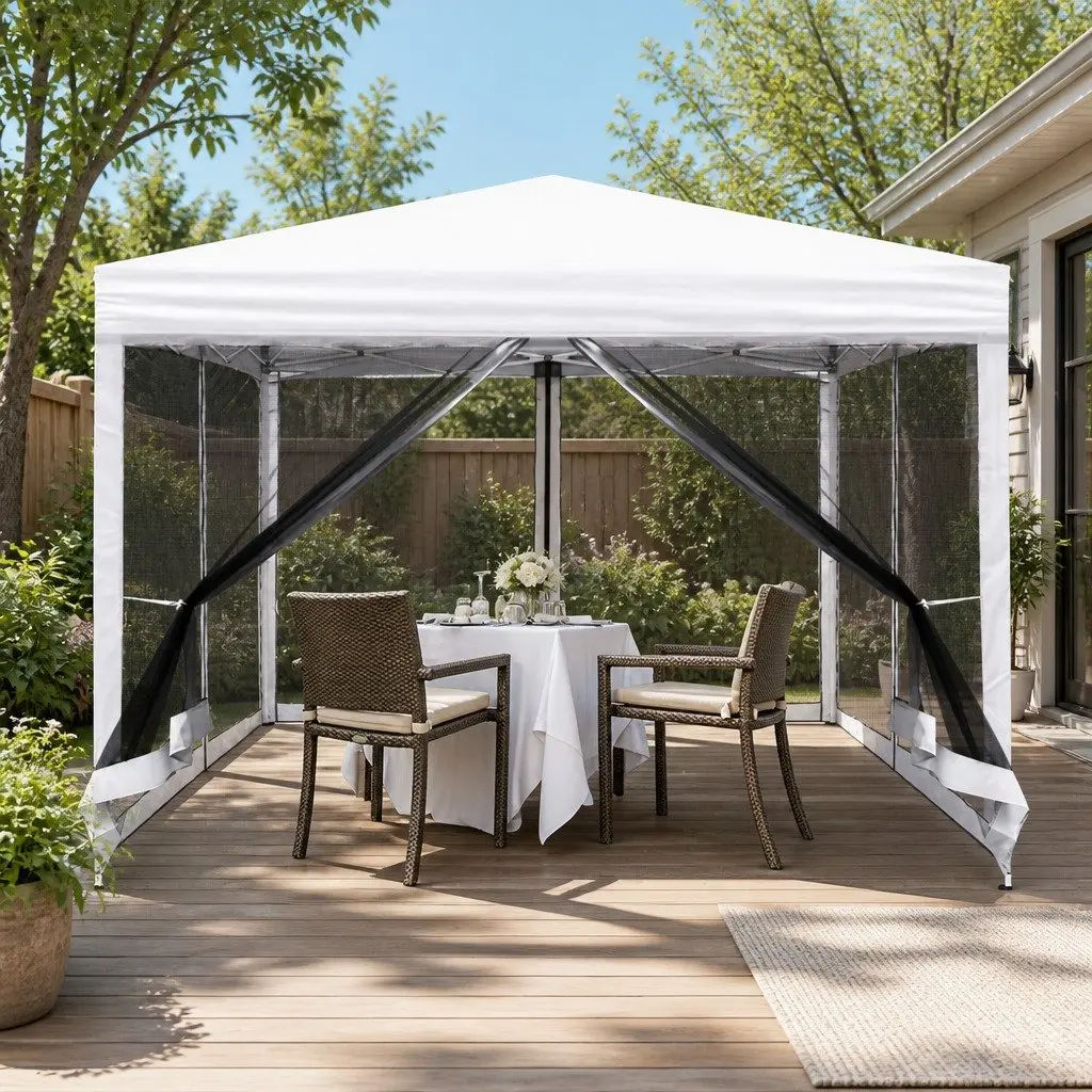 Pop Up Gazebo Oxford 3x3m White Outdoor Garden Canopy Tent
