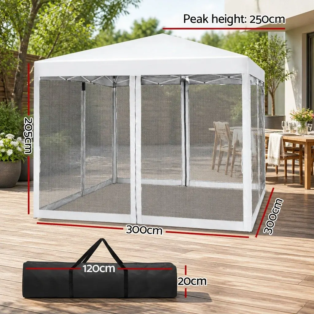 Pop Up Gazebo Oxford 3x3m White Outdoor Garden Canopy Tent