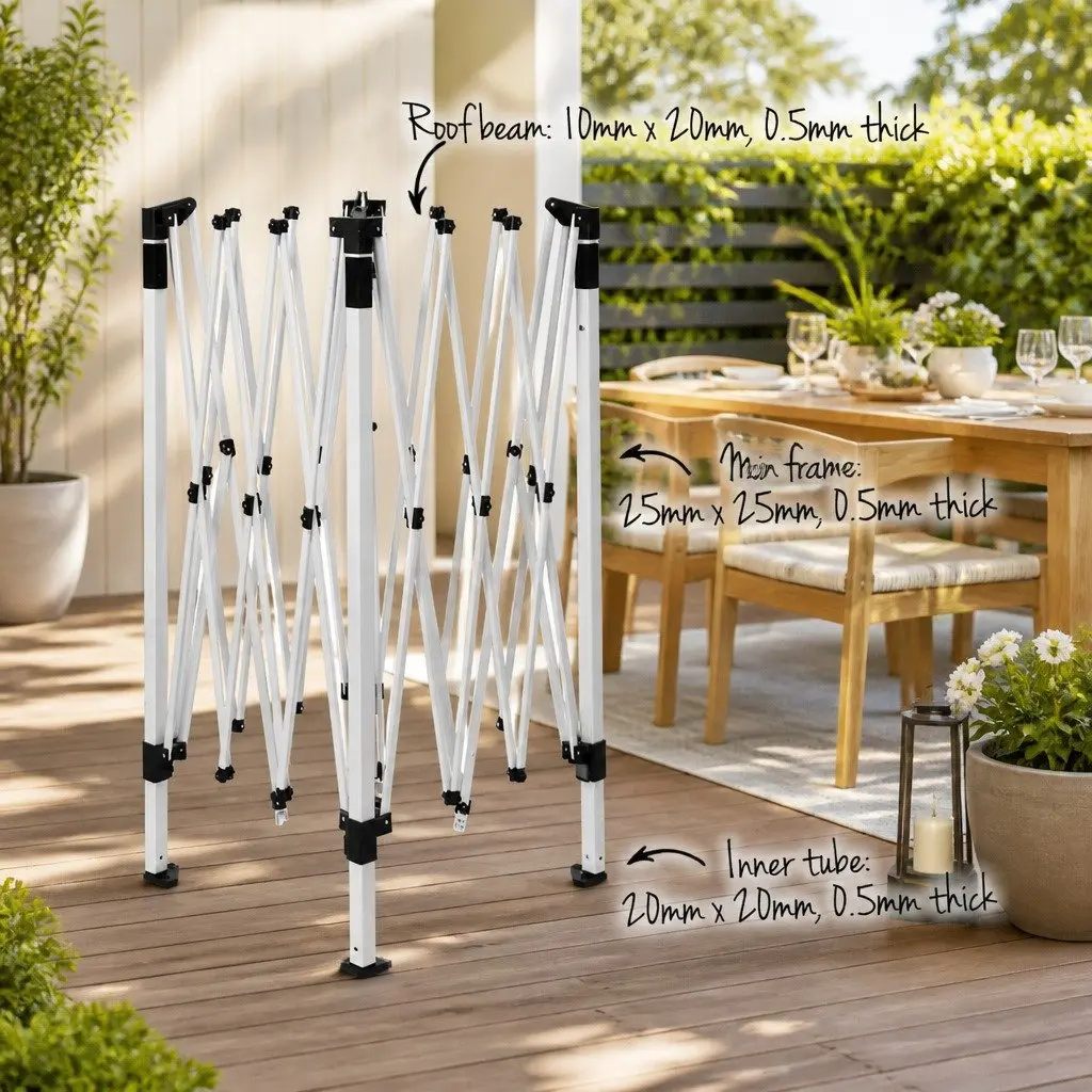 Pop Up Gazebo Oxford 3x3m White Outdoor Garden Canopy Tent