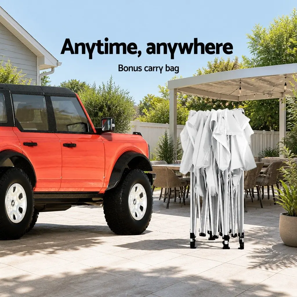 Pop Up Gazebo Canopy 210D Oxford Fabric 3x6m White Outdoor Camping Tent with Mesh Walls