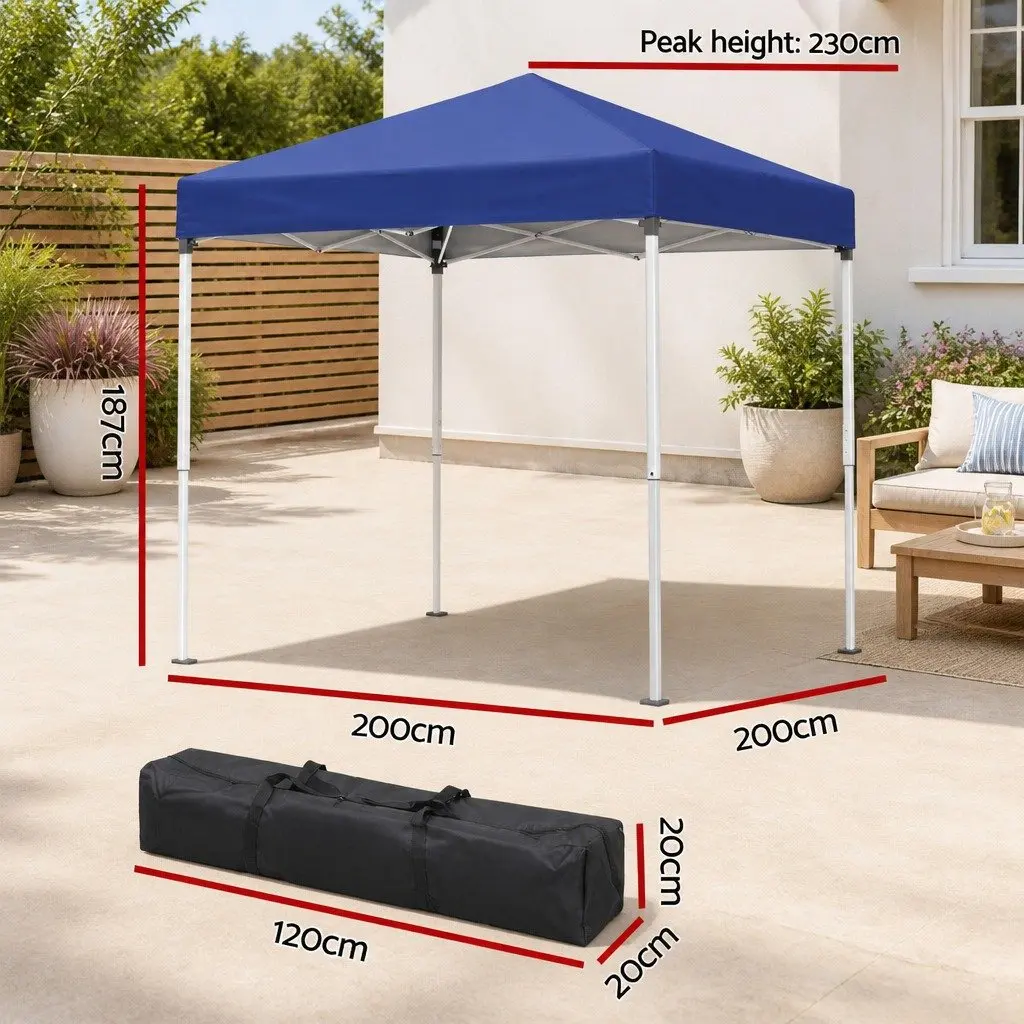 Gazebo Powder-coated Steel 2x2m Blue Outdoor Patio Garden Canopy