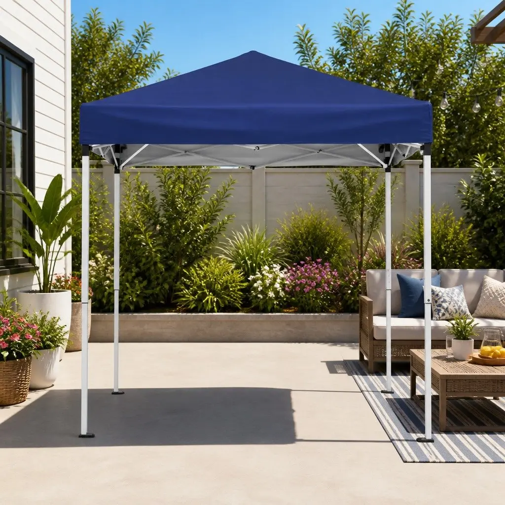 Gazebo Powder-coated Steel 2x2m Blue Outdoor Patio Garden Canopy