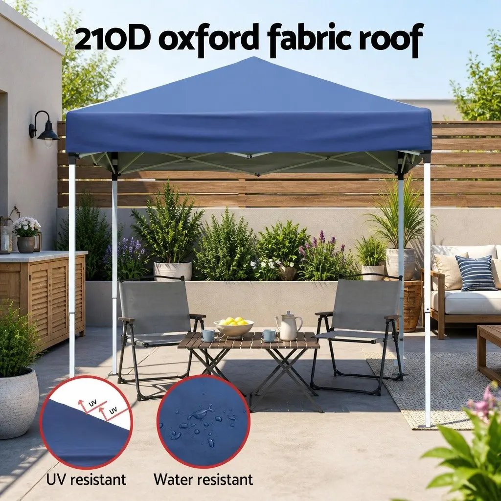 Gazebo Powder-coated Steel 2x2m Blue Outdoor Patio Garden Canopy