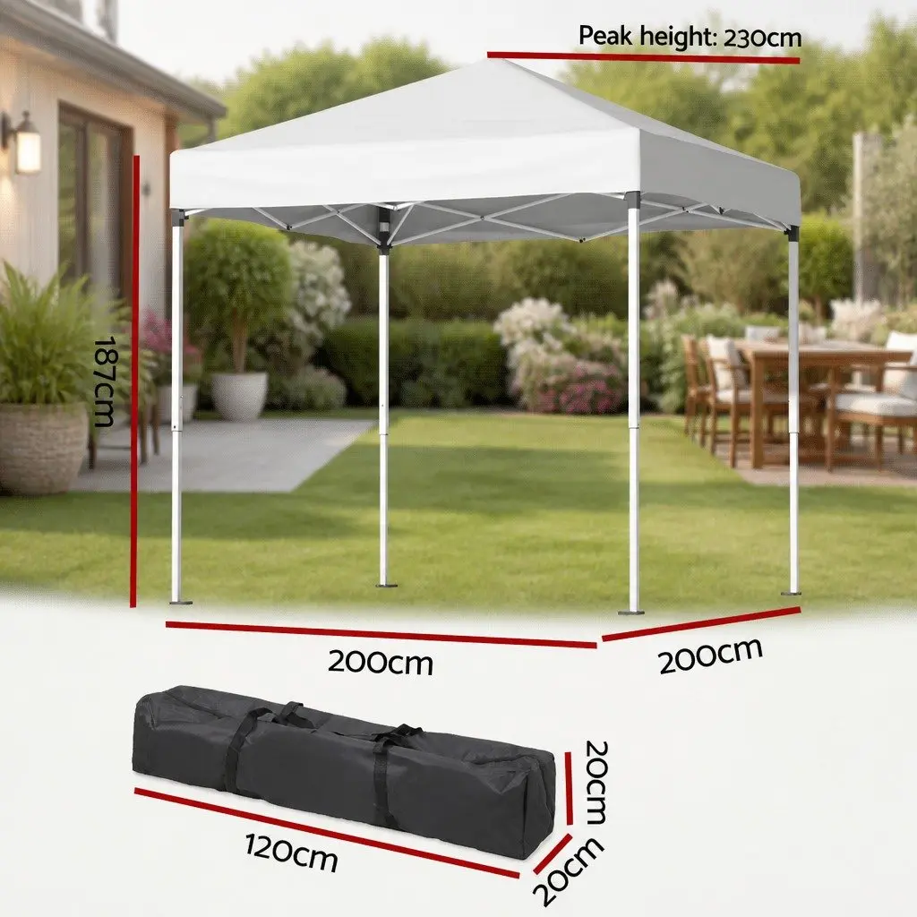 Gazebo Powder-coated Steel 2x2m White Canopy