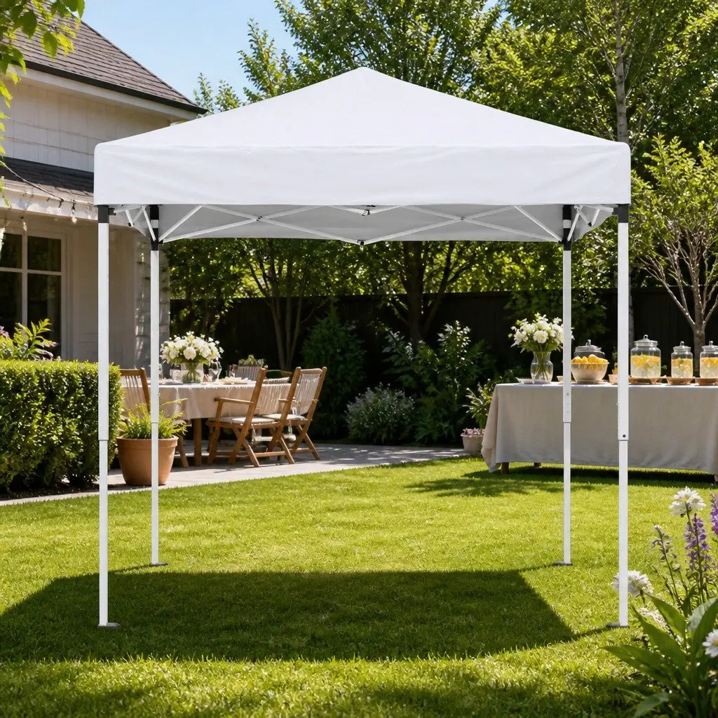 Gazebo Powder-coated Steel 2x2m White Canopy