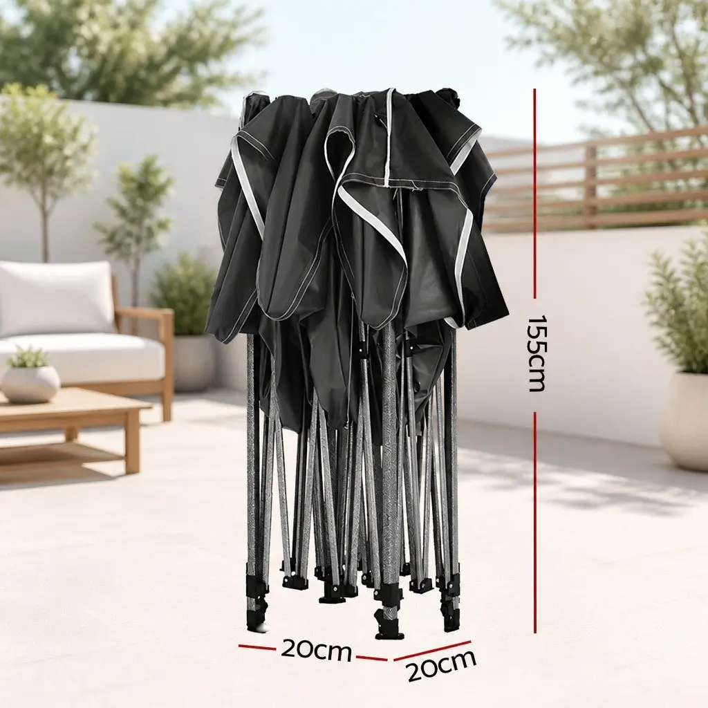 3x3m Black Pop Up Gazebo Folding Tent