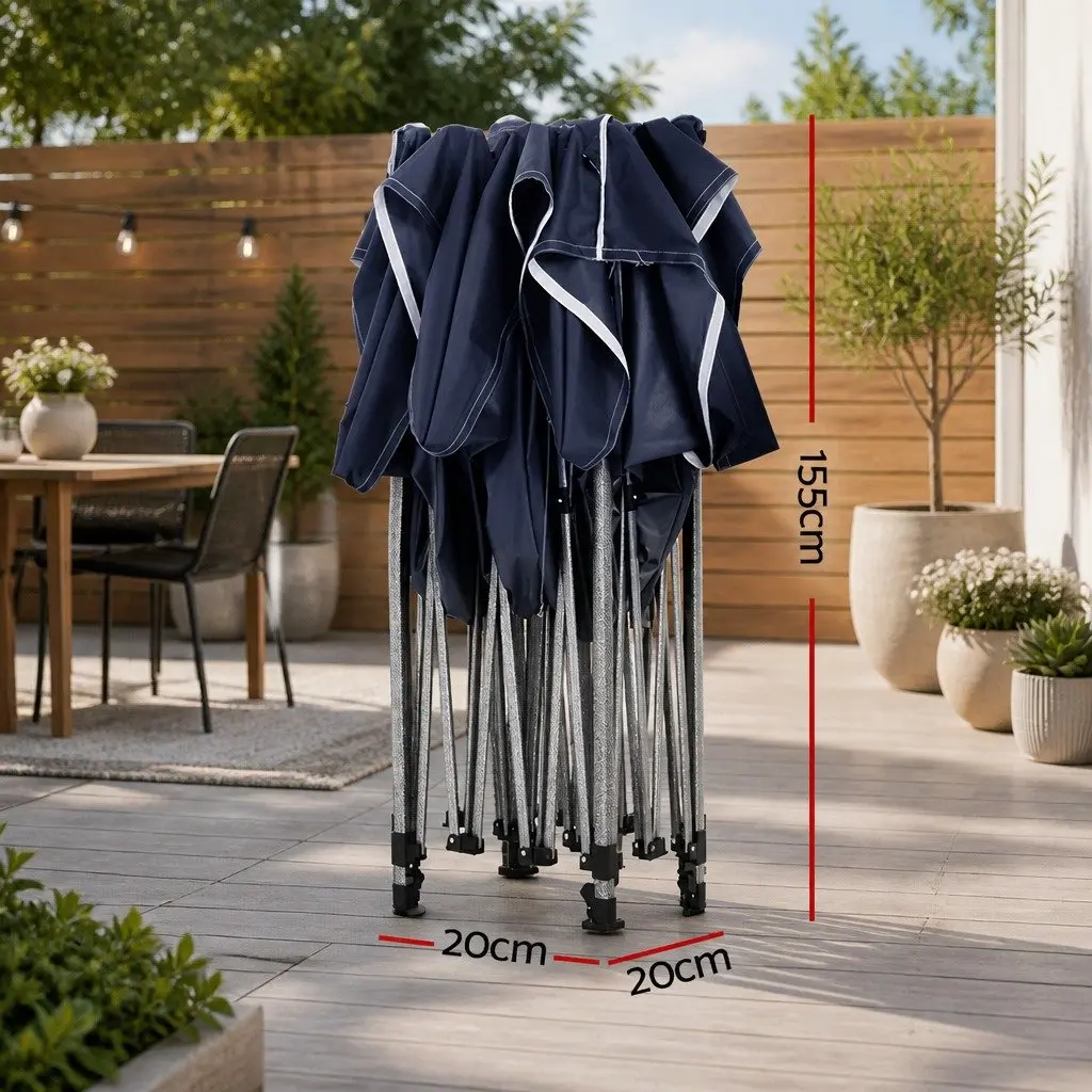 3x3m Navy Pop Up Gazebo with Base Pods
