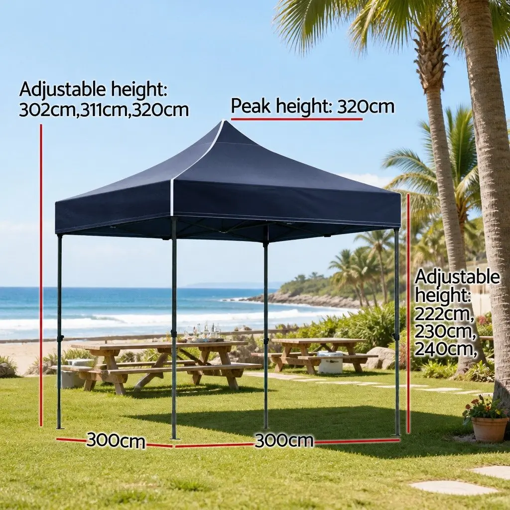 Pop Up Gazebo 500D Oxford 3x3m Folding Tent Navy