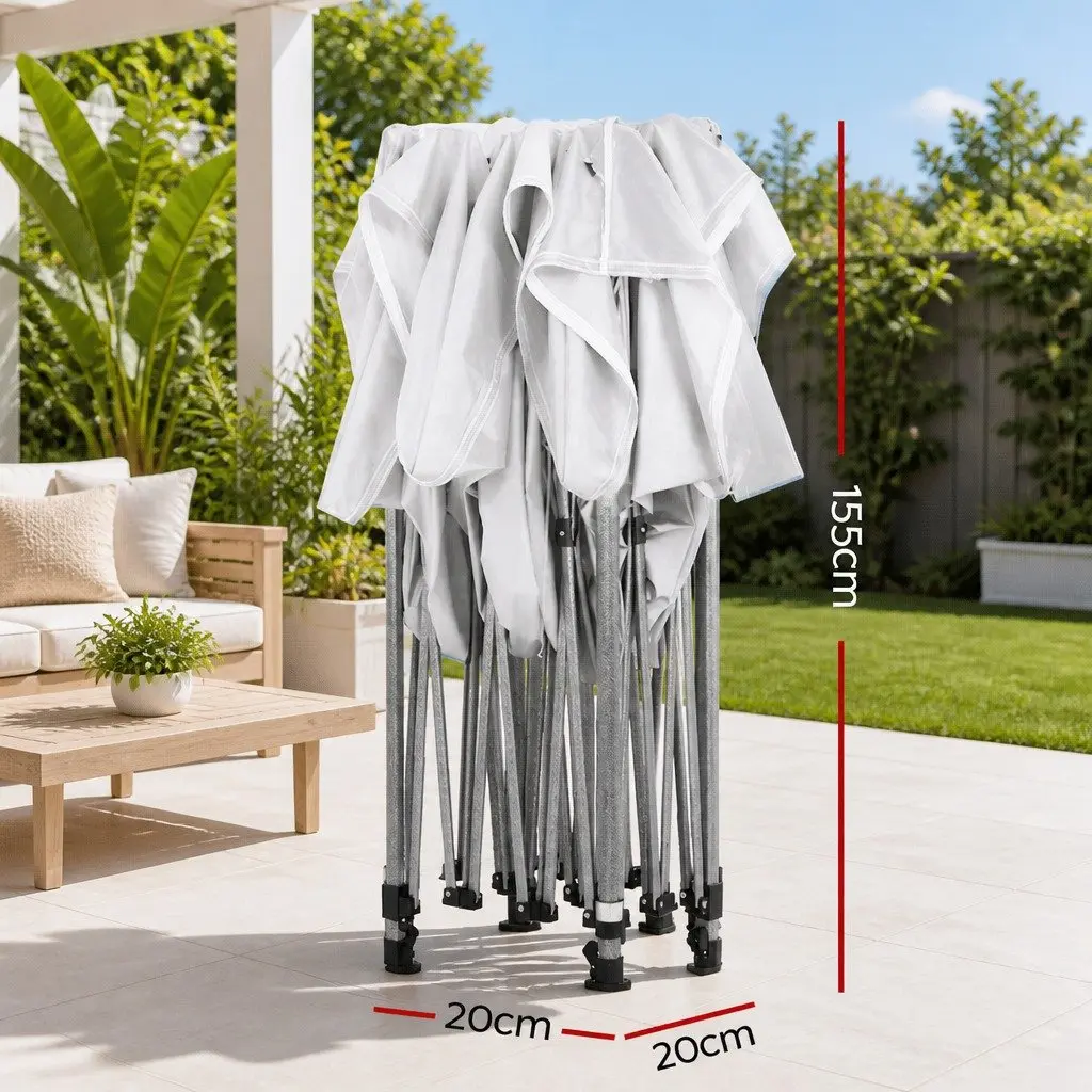 Pop Up Gazebo PU Coated Oxford Fabric 3x3m White
