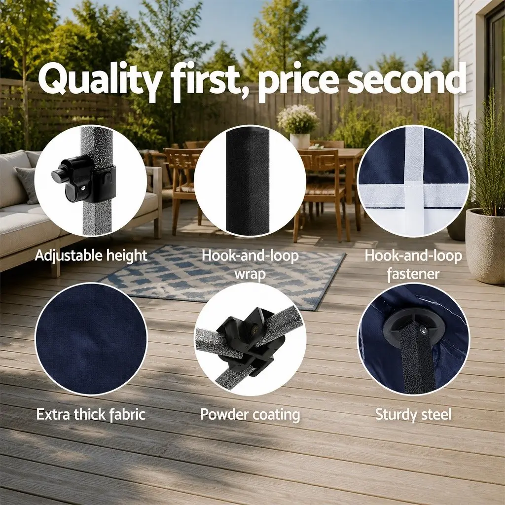 Pop Up Gazebo 3x4.5m Oxford Fabric Navy Folding Marquee Tent with 4 Plastic Base Pods