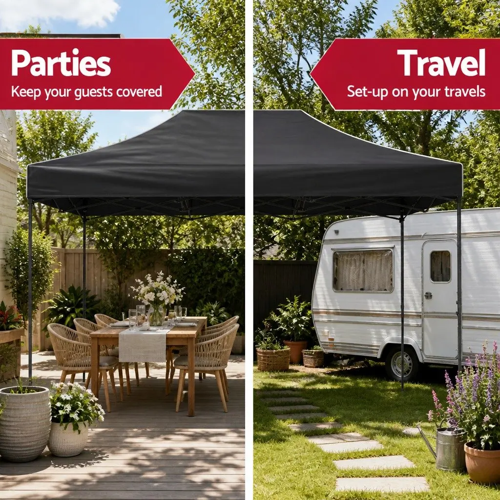 Pop Up Gazebo with Adjustable Height 3x4.5m