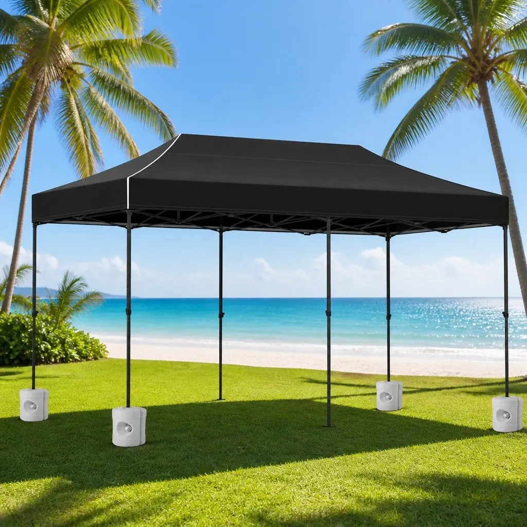 Pop Up Gazebo 3x6m Folding Canopy Tent Black